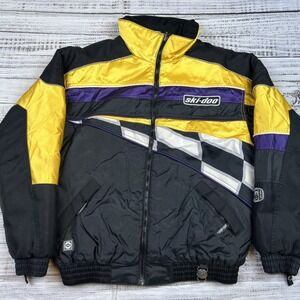 VINTAGE Ski-Doo Jacket Mens Sz M Black Yellow 3 in One Snowmobile Insulated 90s